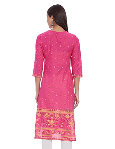 Image of Rangriti Pink Cambric Cotton Straight Kurta