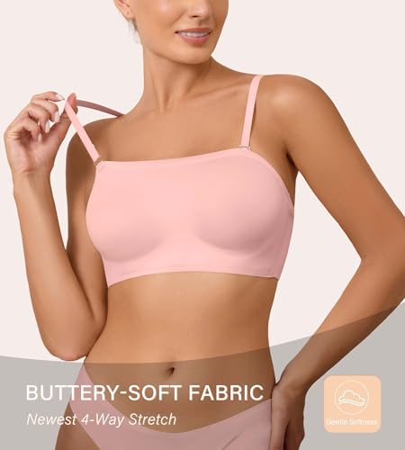 Image of DEANGELMON Strapless Bras for Women Non-Slip Silicone Bandeau Seamless Tube Top Bralette Comfy Non Padded Stretchy Stylish