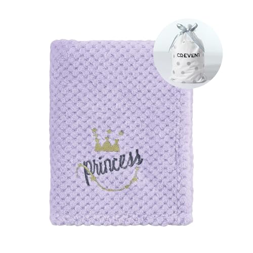 Image of CREVENT 30''X40'' Cute Cozy Fluffy Warm Baby Blanket for Girls Infants Toddlers' Bedding Crib Cot Stroller, Baby Shower Birthday Newborn's Gift - Purple Crown 75X100cm