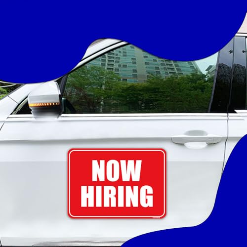 Image of GEEKBEAR Now Hiring Car Magnet (2 Pack) - 11.7 x 8.2 in (Red)
