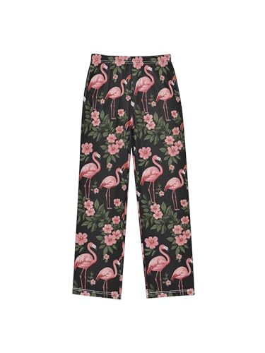 Flamingos Flowers Boys Pants for Kids Jogger Pants with Pockets S