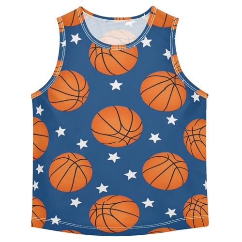 J JOYSAY Basketball Star Blue Boys Tank Top Sleeveless Muscle Shirts Quick Dry Active Sport Workout Kids T-Shirts 3-15T