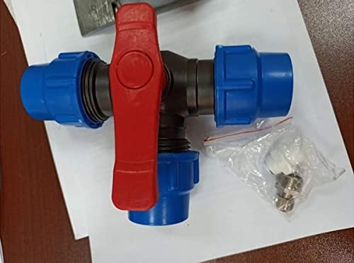 Válvula de tres vías de plástico azul de 40mm para tuberías de PE 7