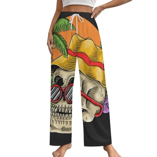 Vêtement pantalon de nuit femme crâne tropical taille S pour s'accorder une parenthèse de douceur