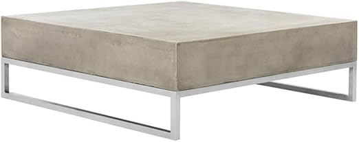 SAFAVIEH Outdoor Collection Eartha Modern Dark Grey Concrete Coffee Table (Fully Assembled)
