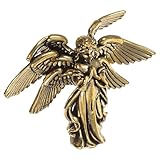 Sewroro Messing Engelsfigur mit Sechs Flügeln Vintage Schutzengel Skulptur Handgefertigte Amor Deko für Wohnzimmer Büro und Gedenkstätte