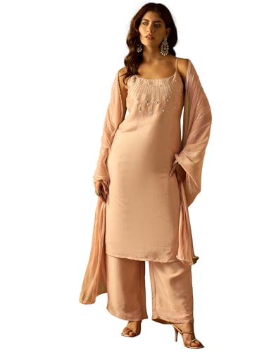Kurta brodé Zari femme Varanga pantalon chic ensemble 3 pièces tenue de fête
