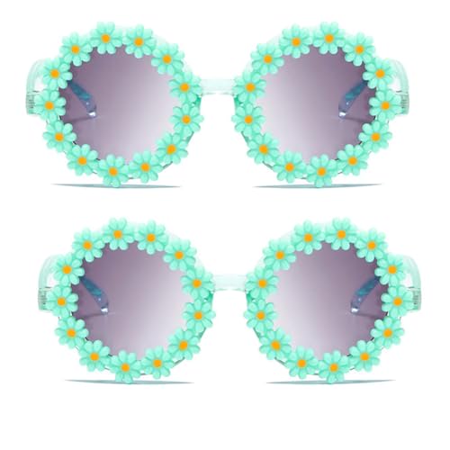 2PCS Round Flower Sunglasses for Girls White Flower Shaped Cute Glasses UV 400 Protection Outdoor Beach Girl Boy2