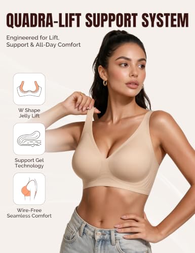 Jelly Bra for Women Wireless Push Up Deep V Seamless Full Coverage Plus Size Thru 11/30 - image 3