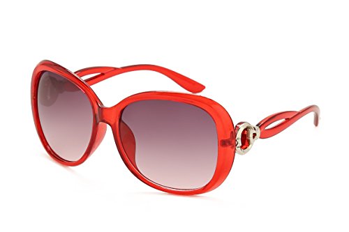 Sunny&Love Womens Fashion Oversized Color Lens Red Frame Square Sunglasses
