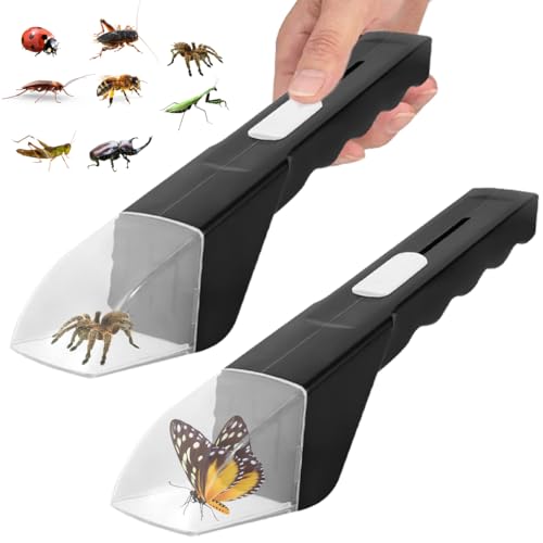 🦋【Contenuto della Confezione】 Questo set contiene due pratici acchiappa insetti in nero. Il dispositivo consente la rimozione facile e senza stress degli insetti dalla casa. Adatto per farfalle, scarabei, ragni. Non adatto per insetti molto piccoli come formiche e afidi.