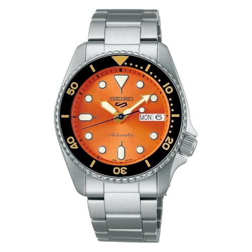 Seiko 5 Sports Skx Midi 38mm Naranja Correa De Acero Inoxidable Srpk35k1