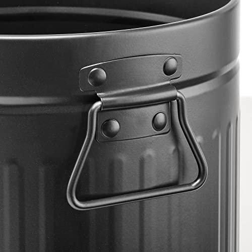 Image of mDesign Steel Metal 2 Gallon /7 Liter Trash Can Wastebasket, Garbage Bin with Handles for Bathroom, Kitchen, Bedroom, Office - Holds Trash, Waste, Garbage, Recycling - Black