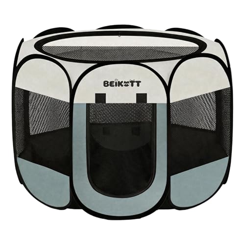 Image of Pet Playpen, Foldable Dog Playpens, Portable Exercise Kennel Tent for Puppies /Dogs /Cats /Rabbits, Dog Play Tent with Removable Mesh Shade Cover for Travel Indoor Outdoor Using(Small)