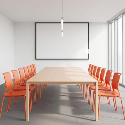 Image of Sidanli Stackable Office Chairs, Orange Guest Chairs with Comfortable Streamline Seat, Stacking Chairs No Wheels for Conference Room, Set of 4