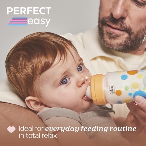 Miniatura 2 de Chicco Set 2 Biberones Anticolicos Perfect Easy Fast Flow 330 ml, Biberón Bebé Chicco, Biberones Anticólicos con Válvula Anticólico, Pack Ahorro Bebe Niña 4 Meses+