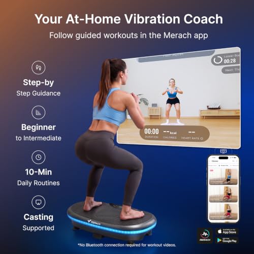 Merach CV55 4D Vibration Plate Exercise Machine with 440W Powerful Motors | 7 Modes, 120 Speeds, 440lbs Capacity, Bluetooth, Ambient Light, Curved Workout Equipment for Lymphatic Drainage, Home Gym - image 9