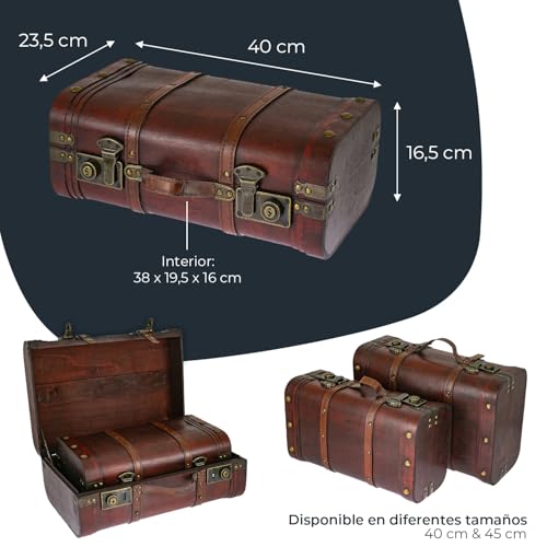 Miniatura 5 de Hmf Treasure Chest Peru 6412-140, De Madera, Maleta Vintage, Dimensiones 40 X 23,5 X 16,5 Cm, Tamaño Grande, Modelo Perú