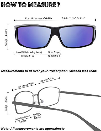 Image of The Fresh High Definition Polarized Wrap Around Shield Sunglasses for Glasses - Leather Eyeglasses Case
