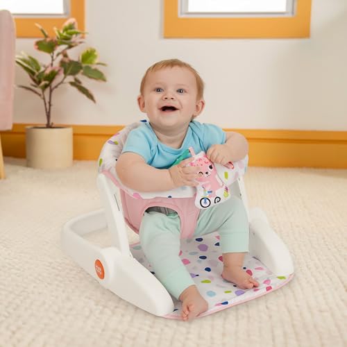 Image of Bright Starts Learn-to-Sit 2-Position Baby Floor Seat with Toys, Pink, 4-12 Months