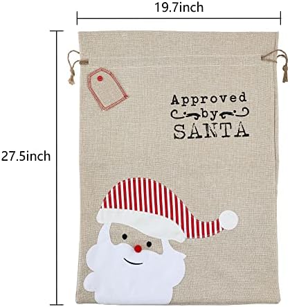 LessMo Christmas Santa Sack, Large Canvas Gift Bag with Drawstring, [Place to Write Wishes] Reusable Personalized Best Gift, for Xmas Package Storage, Christmas Party Supplies Favors
