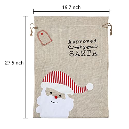 LessMo Christmas Santa Sack, Large Canvas Gift Bag with Drawstring, [Place to Write Wishes] Reusable Personalized Best Gift, for Xmas Package Storage, Christmas Party Supplies Favors