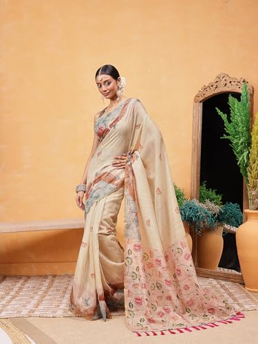 Image of Amazon Brand - Anarva Pattu Art Silk Woven Ready To Wear Saree Pink