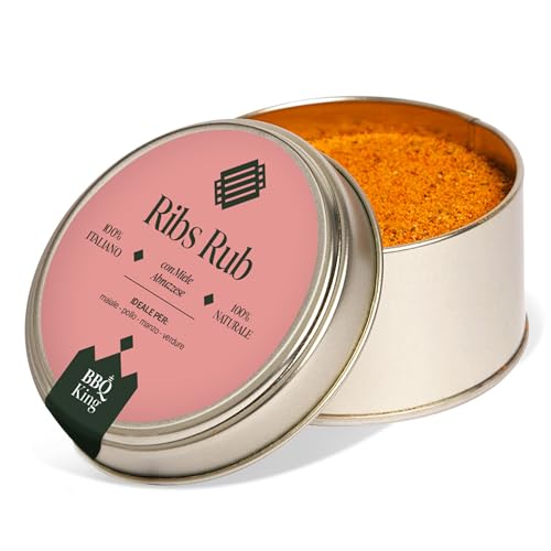BBQ KING - Ribs Rub Confezione da 70 Gr, Dry Rub Bbq per Costine di Maiale Ideale per Barbecue e Grill, Set Spezie Cucina 100% Made in Italy, Miscela di Spezie per Costine (Saint Louis o Baby Back)