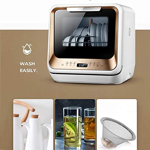 Volledig geïntegreerde vaatwasser, 5 programma's, 4 sets, energiebesparende vrijstaande vaatwasser, Home Kitchen Compacte vaatwasser-220V - Afbeelding 6