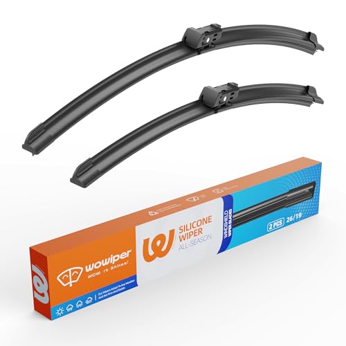 Image of Silicone Wiper Blades 26 inch + 19 inch Automotive Replacement Windshield Wiper Blades for Tesla Model 3 2023-2017 Model Y 2022-2020 /Volkswagen VW Passat 2021-2016 for Front Windshield(Set of 2)
