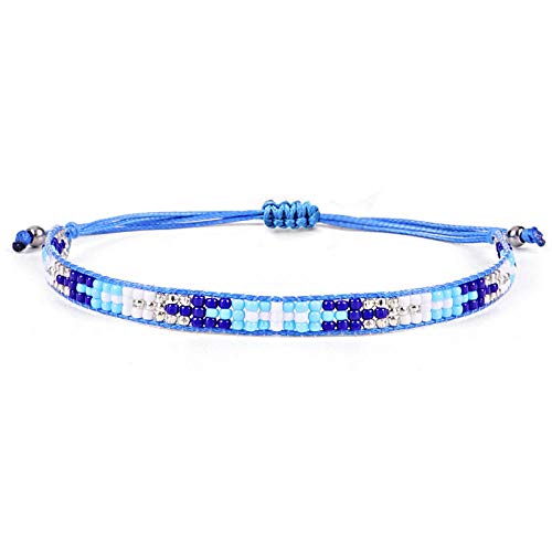 Bracelet poignet chanceux en cristal bleu réglable à la main