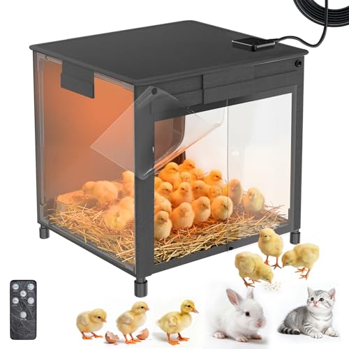 Brooder Box for Chicks Upgrade Chicken Brooder Box with Adjustable Temp (77~95) & 9H Timer Removable Feeder Waterer 10S Rapid Brooder Heating Plate 200W Poultry Coop Heater Fits Ducks Quails