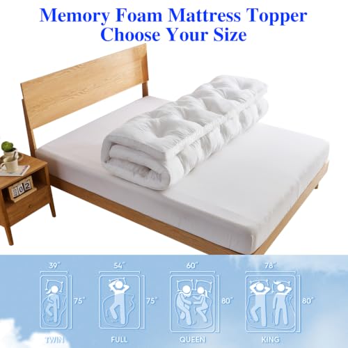 Image of WhatsBedding 2 Inch Memory Foam Mattress Topper King Size for Back Pain