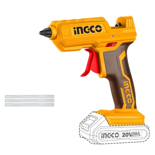 INGCO 20V Glue Gun (Body Only) with 3Pcs Glue Sticks CGGLI2001