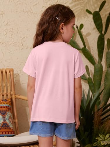Image of ZDC Girls' Short Sleeve Shirts Kids Crewneck T-Shirts Summer Tops Basic Tees 5-14 Years