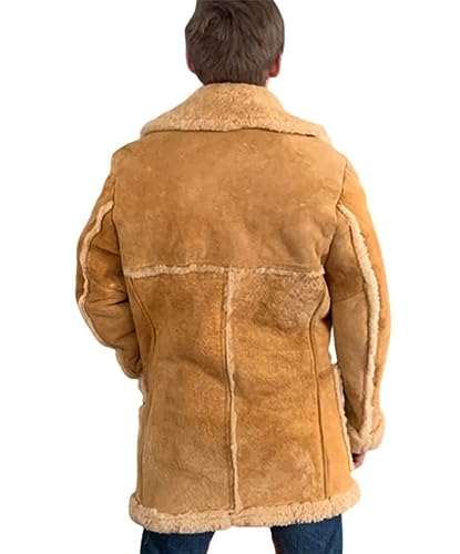 Mens Genuine Shearling B3 flight Jacket Bomber Sheepskin Leather Winter Coat2