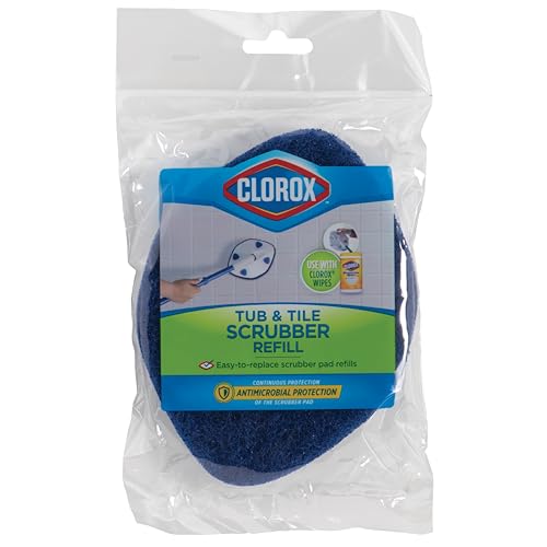 Clorox Extendable Tub & Tile Scrubber Refill Diamond-Shaped Head Replacement Scrubber Pad Blue
