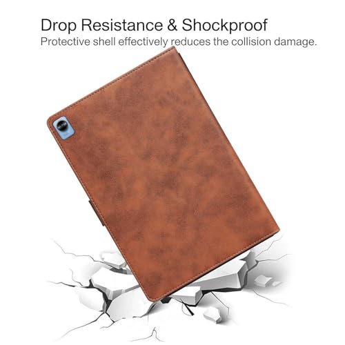 Image of Leather Folio Flip Stand Case Cover for Realme Pad Mini 8.7 Inch Tablet, Solid Pattern, 200 Grams (Brown)
