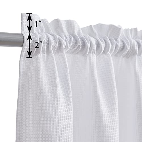 Valea Home Water Repellent Valance For Bathroom Window Waffle Woven Textured Short Kitchen Curtain Valances(60 X 16 Inches, White, One Panel) #TOP1
