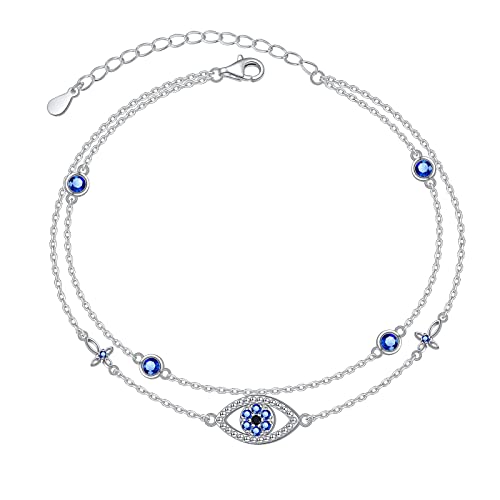 Pulsera de tobillo de plata ajustable que no aprieta con flor de loto fina