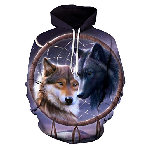 Sweat à capuche loup 3D zippé veste streetwear unisexe style décontracté
