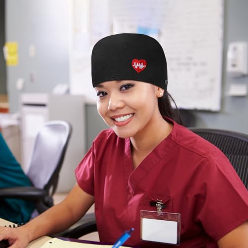 Image of Unittype 4 Pcs Nurse Caps for Women Nursing Working Caps with Button and Sweatband Adjustable Elastic Scrub Hats for Dentist