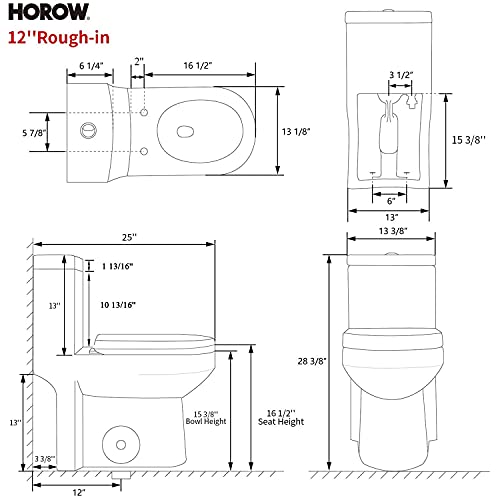 Horow HWMT-8733U Small Compact One Piece Toilet thumb #7