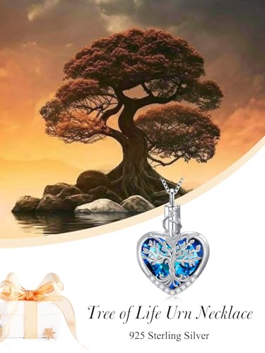 WINNICACA Urn Necklaces for Ashes 925 Sterling Silver Tree of Life Heart Cremation Jewelry for Ashes Jewelry Gifts for Human Ashes Keepsake Memorial Jewelry for Women Men2