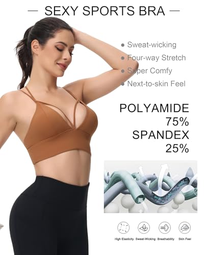 Image of MotoRun Bralettes for Women, Strappy Sports Bra Push up Bralette Sexy Bras Rave Top