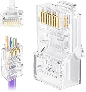 وصلات بوينت RJ45 كات 6، أطراف كابل شبكة إيثرنت لبيانات عالية السرعة وأجهزة الكمبيوتر والموجهات والمحولات، 100 قطعة في صندوق مفتوح