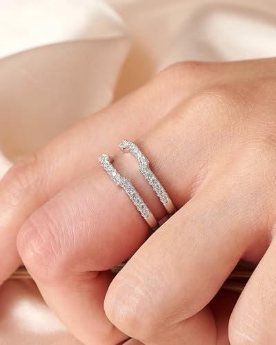 Cubic Zirconia Curved Wedding Band for Women Guard Ring Enhancers Engagement Ring 925 Sterling Silver/Rose Gold Plated/Yellow Gold Plated Size 5-10 5