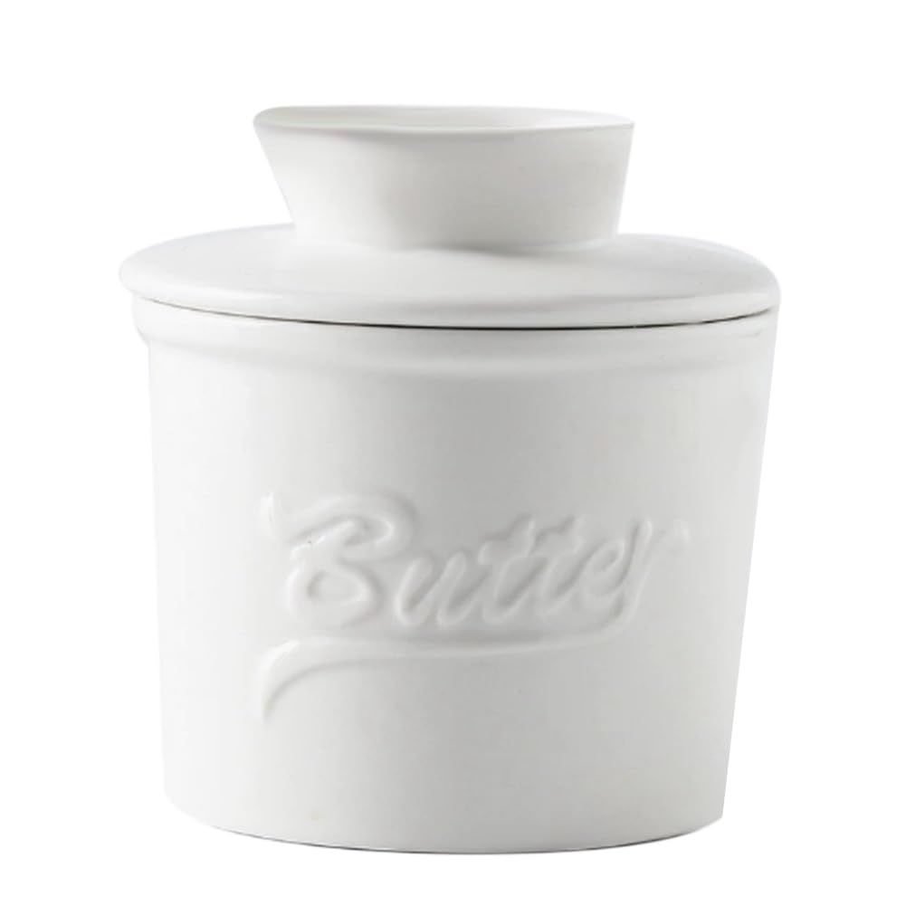 CTRLZS Butter Crock for Counter with Water, Butter Keeper for Spreadable Butter Ceramic Butter Dish with Lid for Countertop A