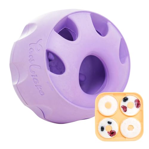 PAWLICKO Dog Toy & Frozen Treat Tray - Compatible with Refill Pops, Freezable Fillable Rubber Dog Toys for Boredom, Reduce Anxiety, Dog Enrichment Puzzle Toy for Medium Large Dogs >25 lbs (Purple)
