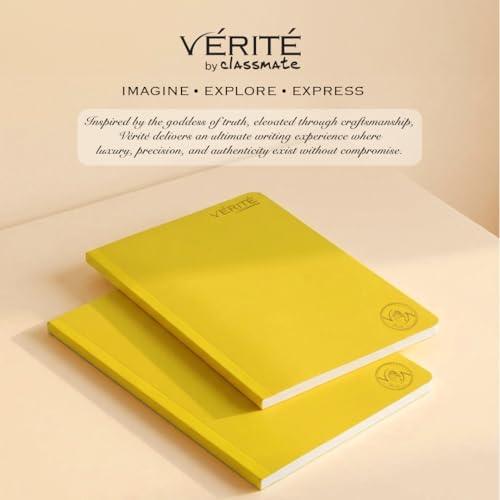 Image of Lay Flat Binding Longbook - Verite by Classmate Ideal for School Students, Sunshine Color, A4 Size, Single Line, Thick Premium 140 Pages with Low Ink Bleed for Smooth Writing Experience
